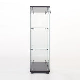 One Door Glass Cabinet Glass Display Cabinet with 3 Shelves, Black 97366684