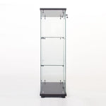 ZUN One Door Glass Cabinet Glass Display Cabinet with 3 Shelves, Black 97366684