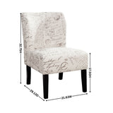 Capa Print Fabric Armless Contemporary Accent Chair, Blue Leaves T2574P164263
