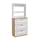 Light Oak and White Shoe Cabinet with Drop Down Drawer B062P189216