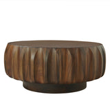 Round Solid Wood Carved Coffee Table with Elegant Sculptural Design W3137P270434