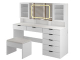 Large Vanity Table Set with LED Lighted Mirror, Vanity Desk with Charging Station, Makeup Table with 50383291