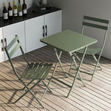 ZUN 3 Piece Patio Bistro Set of Foldable SquareTable and Chairs, Dark Greem W1586P143162