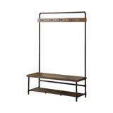 Chestnut and Dark Bronze Hall Tree with 5 Coat Hooks B062P153577