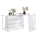 ZUN Extended Desktop 6 Drawers Chest of Drawer without Handle White Color Vanity W2139134917