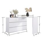 ZUN Extended Desktop 6 Drawers Chest of Drawer without Handle White Color Vanity 24382614