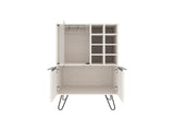 Bar Cabinet 43.1" H, with 2 Doors, 9 Shelves, and 1 Glass Panel, White Washed Oak B097P250849