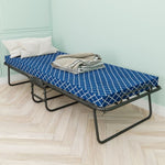 ZUN Metal Folding Bed Frame with Foam Mattress for Small Space, Easy Storage and Movable with 4 Castors W1960P162804