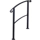 Handrails for Outdoor Steps, Fit 1 or 3 Steps Outdoor Stair Railing, White Wrought Iron Handrail, W465124226
