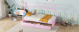 ZUN Twin Size House Platform Bed with Two Drawers,Headboard and Footboard, Pink WF322502AAH