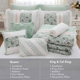 9 Piece Cotton Percale Comforter Set Aqua King B03596965