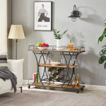 ZUN Painted Bar Cart, With Wine Rack And Glass Holder, For Kitchen, Serving, Hotel, Brown 28174656