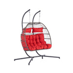 ZUN 2 Person Outdoor Rattan Hanging Chair Patio Wicker Egg Chair W87472177