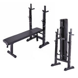 ZUN Adjustable Folding Multifunctional Workout Station Adjustable Workout Bench with Squat Rack - balck W2181P151926