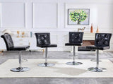 A set of 2 black vintage crocodile leather lift bar chairs, featuring crystal clasp design and W3875P371070