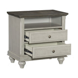 Classic Light Gray Finish 1pc Nightstand with 2x Drawers and Storage Cubby Dark Brown Top Modern B011P199394