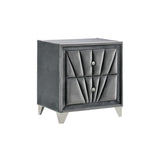 Fabric Upholstered Nightstand with 2 Drawers, Gray B016P252815