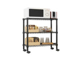 3-Layer Plastic Coated Iron Shelf with 1.5" Plastic Wheels 350*600*850 Black 03624024