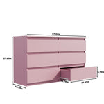 ZUN Pink Large 6 drawers chest of drawer dressers table W1320P181646