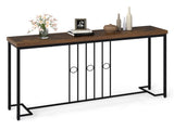 Industrial Sofa Table with Rustic Wood Top, 55" Narrow Console Table 175 LBS Capacity 79220654