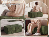Ottoman Foot Rest Soft and Comfortable Ottoman Square Corduroy Woven Design Sofa Stool Green W3851P453270