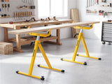 2-Pack Heavy Duty Metal Folding Roller Stand with Edge Guides Portable Woodworking Support - Yellow 48507595