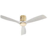 ZUN 52 Inch Low Profile Ceiling Fan DC 3 Solid Wood Fan Blade Noiseless Reversible Motor Remote Control W934107777