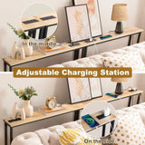 2 Pack 39.4" Narrow Console Sofa Table with Power Outlets and USB Ports, Long Couch Table with Metal 75432596