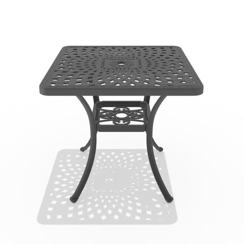 ZUN L30.71*W30.71-inch Cast Aluminum Patio Dining Table with Black Frame and Umbrella Hole W1710P166024