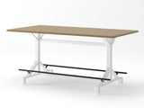 59"Bar Height Table with Footrest, Rectangular Wooden Tabletop Bar Table, Heavy Duty Metal Frame W757P506726