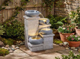 4-Tier Cascading Water Fountain with Warm White LED Lights Resin Indoor Outdoor Water Feature 29440693