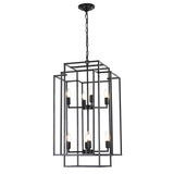 (Same as W1340142527/L1018-B) 8-Lights Black Lantern Tiered Pendant Light Fixtures, Industrial W1340P206662