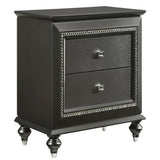 Metallic Grey Nightstand with 2 Drawers B062P181327