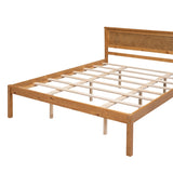 Platform Bed Frame with Headboard, Wood Slat Support, No Box Spring Needed, Queen, Oak WF212813AAN