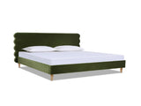 Stockholm Modern Wavy Headboard Platform Bed, King, Olive Green Performance Velvet B2719P238207