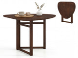 31.5" Small Folding Dining Table, Walnut Solid Wood Foldable Kitchen Table for 2 People 10727353