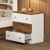 3-Drawer Wooden Nightstand with Colorblock Design and Metal Handle, Wood Side Table with Storage N733P187496D