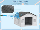 Gray Water Resistant Puppy Shelter Pet House with Door, Indoor Outdoor Use, Easy to Assemble for 77347981