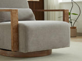 29.72"W Swivel Modern Upholstered Accent Chair with Solid Wood Armrests and 360 Degree Comfy Lounge W3188P417948