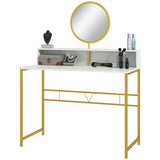 ZUN Modern Vanity Makeup Desk with Mirror, Dressing Table with Open Storage, Faux Marble Finish and 06717574