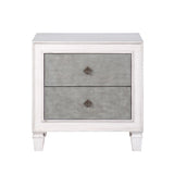Two-tone Finish Nightstand with 2 Drawers, Rustic Gray and Weathered White B016P256550