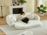 86-inch Curved Convertible Sofa Recliner, 2-in-1 Frameless Folding Sofa Bed with Pull-Out Base and W3505P452816