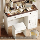 ZUN 43.4"Makeup Vanity Table, Makeup Table with Large Mirror and 11 LED Light , Brightness Adjustable, W2386P199523