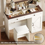 ZUN 43.4"Makeup Vanity Table, Makeup Table with Large Mirror and 11 LED Light , Brightness Adjustable, 58013333