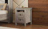 ZUN 2-Drawer Farmhouse Wooden Nightstand Well-proportioned Design and Sleek Lines, Wood Side Table WF317945AAG