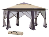13x13 Pop Up Hexagonal Canopy Shelter Gazebo with 6 Zippered Mesh Netting for Patio Backyard 27928662