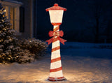 5FT Red & White Lighthouse with 110 Warm White LEDs, Fabric-Covered Christmas Light Decor, US Plug 17597569