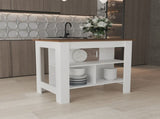 Island 35.4" H, with 3 Shelves, White / Mahogany B097P250890