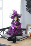 ZUN Set of 3 19"H Halloween Witch Decor, Purple/Orange/Black W2078P235723