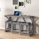 Bar Table Set with Power Outlet, Bar Table and Chairs Set, 4 Piece Dining Table Set, Industrial W1781P145876